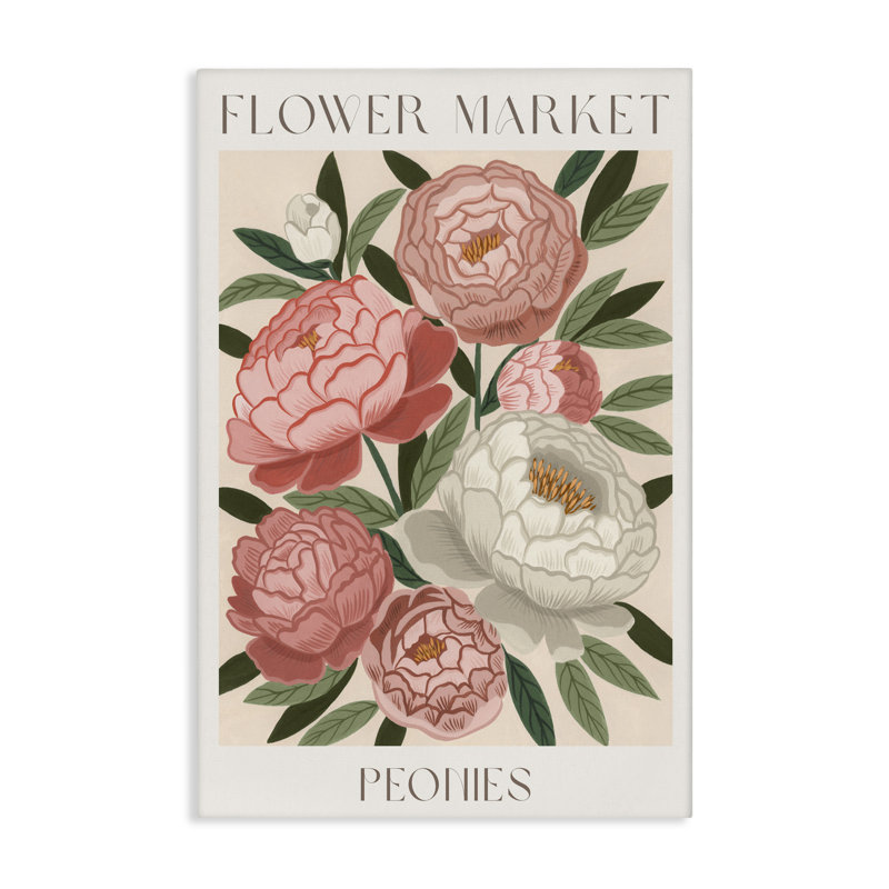 Fleur, pivoines, toile, par Courtney Haley, H 30 po x l 20 po