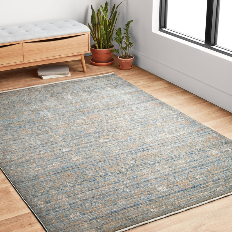 Tapis oriental océan / doré, Rectangle 11 pi 6 po x 15 pi 7 po