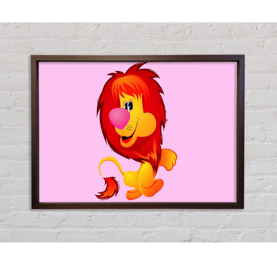 Happy Lion Pink - Einzelner Bilderrahmen Kunstdrucke auf Leinwand