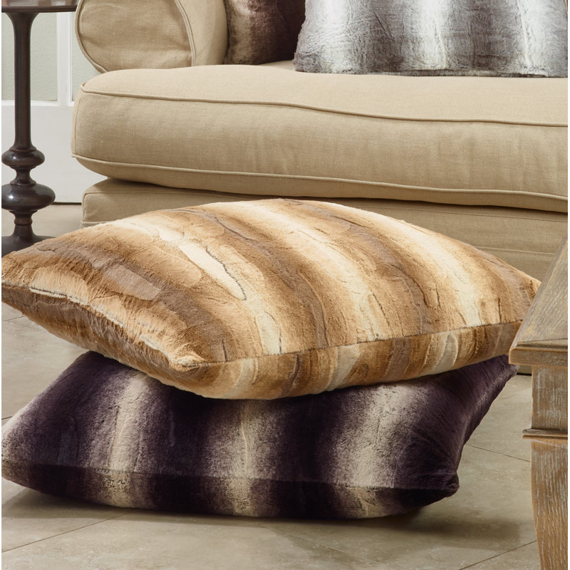 Natural Animal Print Faux Fur Square Throw Pillow 20"