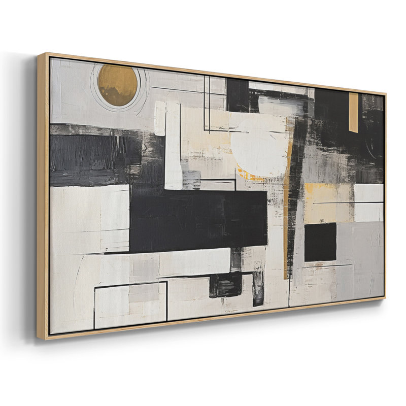 «Abstract Series» -CCCLLXXIX- Toile tendue avec châssis tendue, prête à être accrochée, H 25 po x l 49 po, Blanc