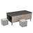 5 Pieces Lift Top Coffee Table Set With Storage Convertible Dining Table With Ottomans