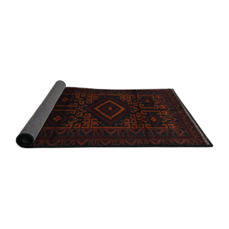 Tapis oriental noir / rouge, Rond 7 pi