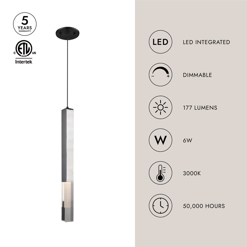 Martelo LED Pendant, 21.375" H x 4.75" W x 4.75" D