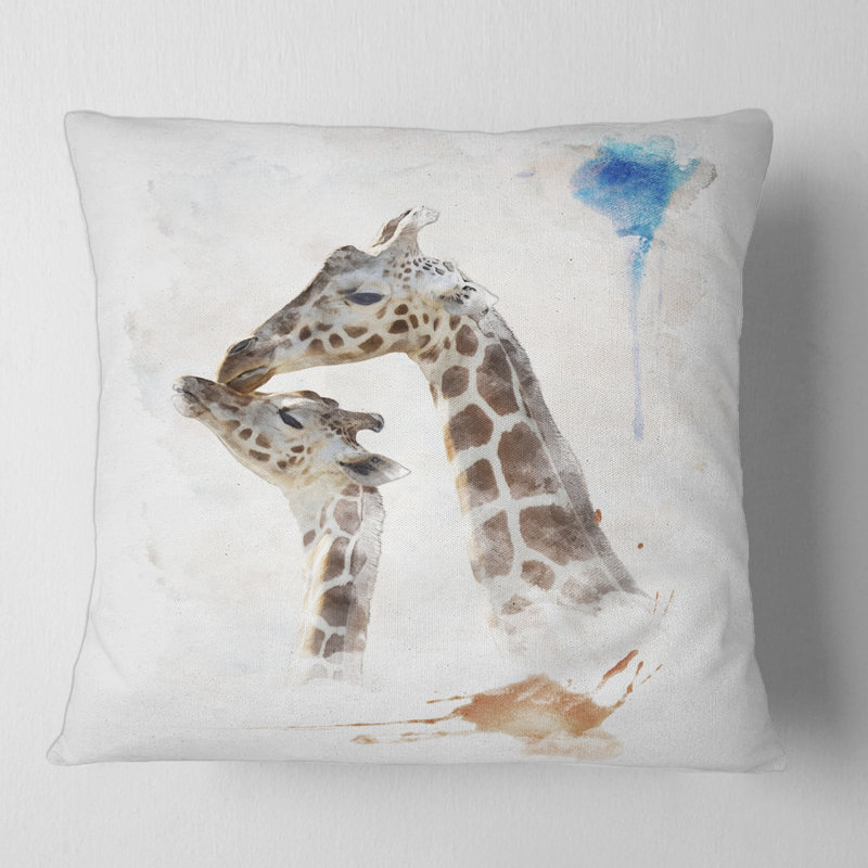 Portrait d'une girafe et d'une housse de coussin carré pour enfant, 16" x 16"