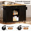 Îlot de cuisine de 122 cm avec abattant, armoire à poubelle basculante, chariot de rangement à roulettes avec roues verrouillables et étagères réglables-2008108205