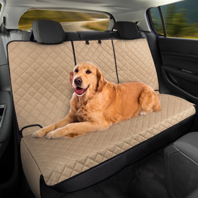 PETMAKER Water-Resistant Dog Car Seat Cover for Back Seat - Seat Cover Protector for Cars, Trucks, and SUVs, Beige
