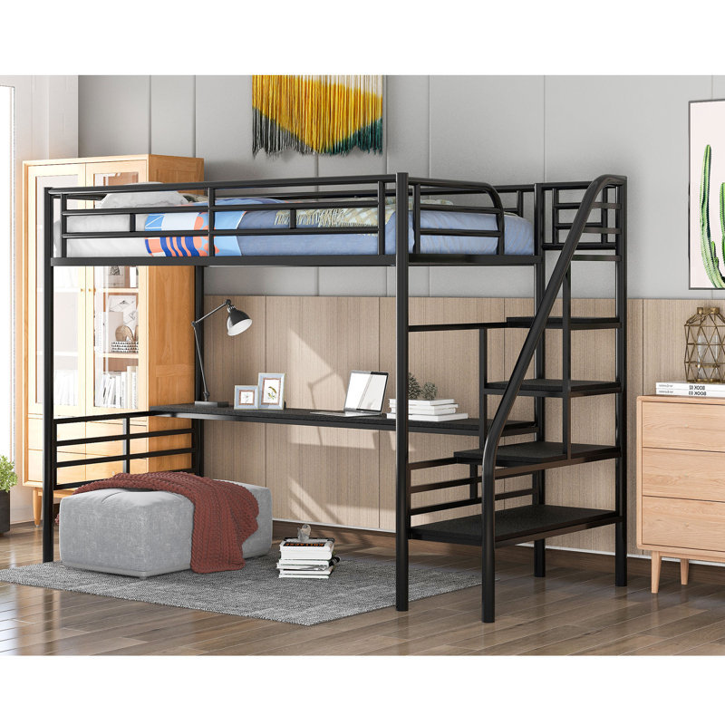 Lit mezzanine simple avec bureau intégré Gintare