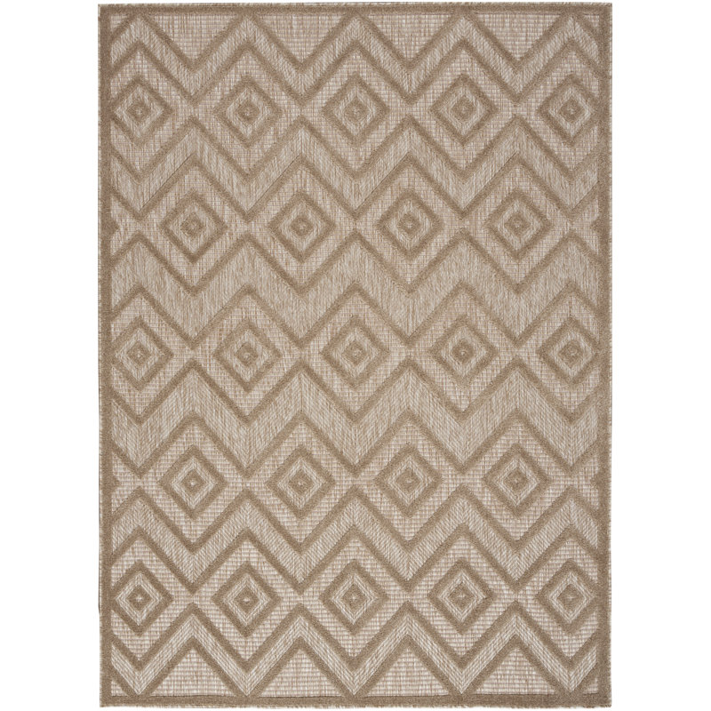 Foundry Select Versatile Diamond Natural Beige Indoor/Outdoor Area Rug, Rectangle 5' x 7'