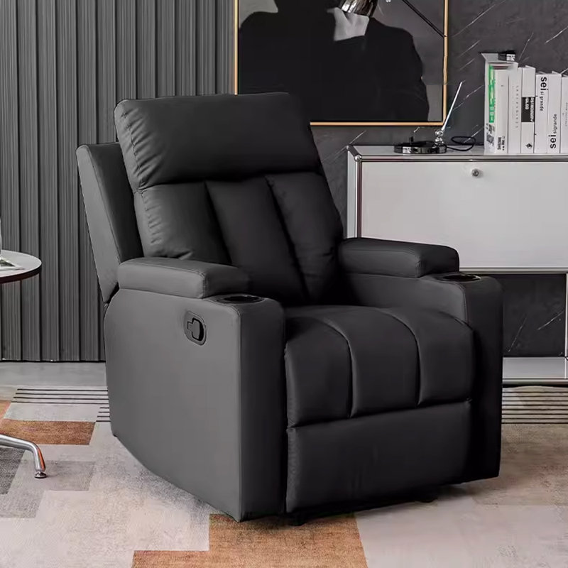 Naeshawn Recliner, Black Polyester Fibre