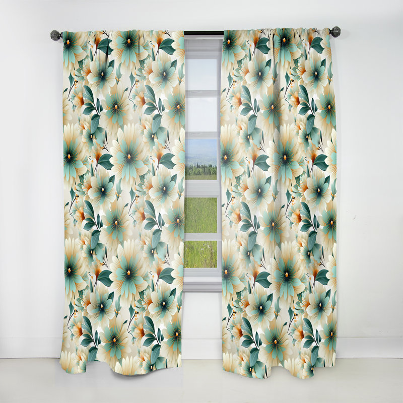 Vintage Glamour Sophisticated Flowers I - Glam Curtain - Velvet Room Darkening - 1 Panel, 52" W x 95" L