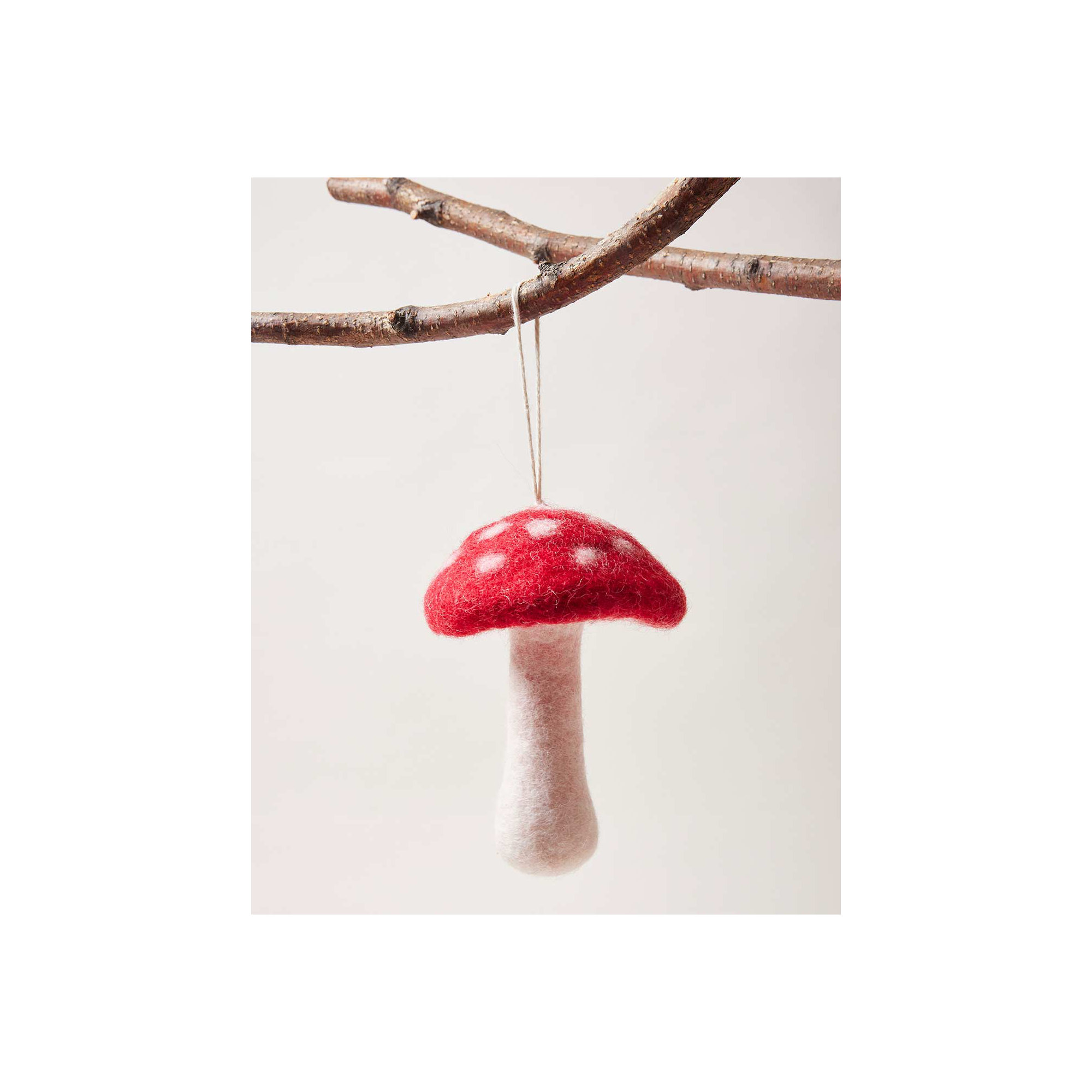 Nordic Felted Mushroom Ornament - Single, Large: 6" H X 4.5" W