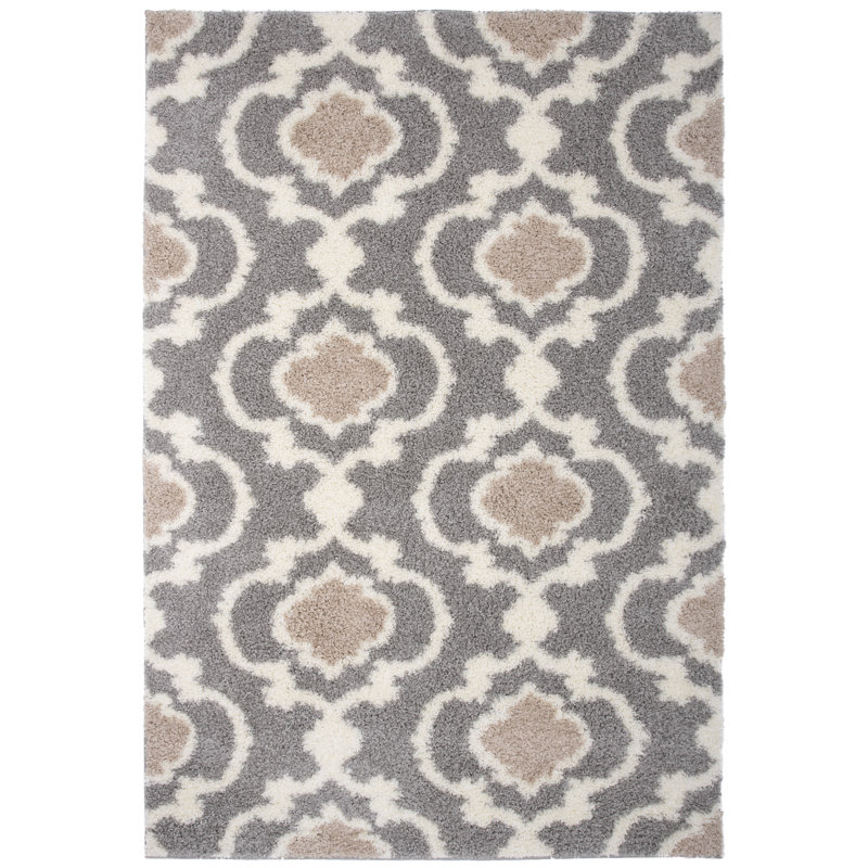 Hegwood Moroccan Dark Gray/Beige/Ivory Area Rug, Rectangle 2' x 3'