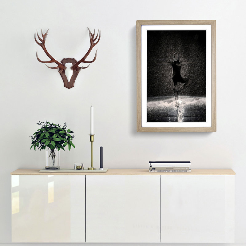 Dancing in the Rain in Abstract - Picture Frame Graphic Art Print, 48cm H x 36cm W x 2cm D, Oak Framed