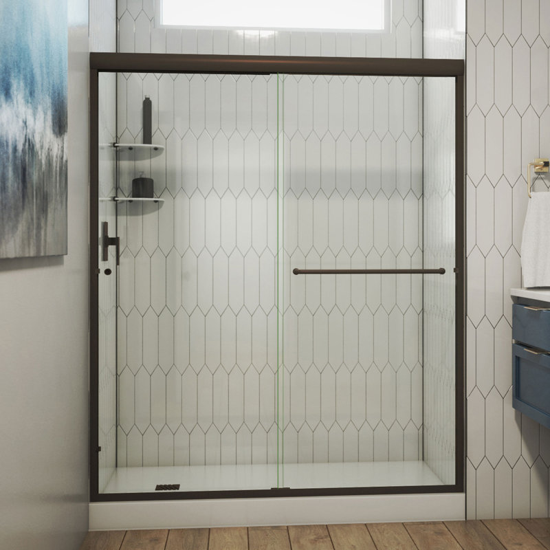 DreamLine Alliance Pro 56 - 60 inch W x 76 3/8 inch H Semi-Frameless Bypass Shower Door in Oil Rubbed Bronze, 76.375", Clear