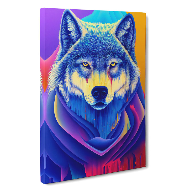 Wolf Dripping Paint No.1 Abstract - Print, 50cm H x 35cm W, No Matte, Wrapped Canvas