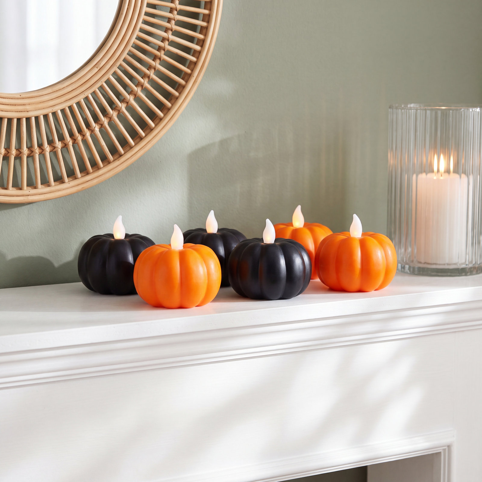 Battery-Operated Lighted Pumpkin Set