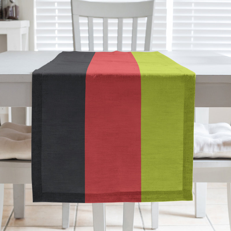 Atlanta Basketball Table Runner, 72" L x 16" W, Charcoal/Torch Red/Volt Green, Cotton Twill