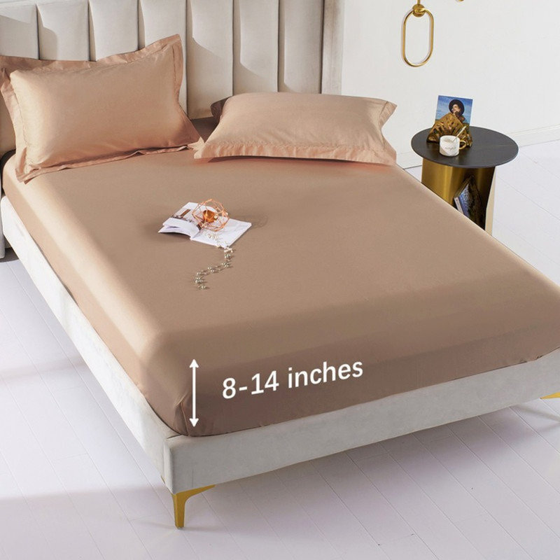 Solayne Deep Pocket Fitted Sheet Only 100% Long Staple Cotton Breathable Bottom Sheet Fits Up To 14" Deep Mattress, Brown