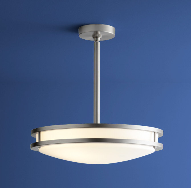 Luminaire suspendu inversé 2 lumières Oracle, Nickel satiné