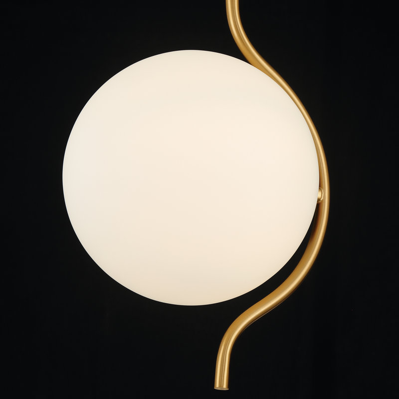 Luminaire suspendu sphérique courbé avec verre de jade blanc
