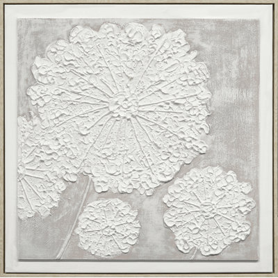Textured Elegance I Framed Canvas Wall Art - 30" x 30" - Cream Frame