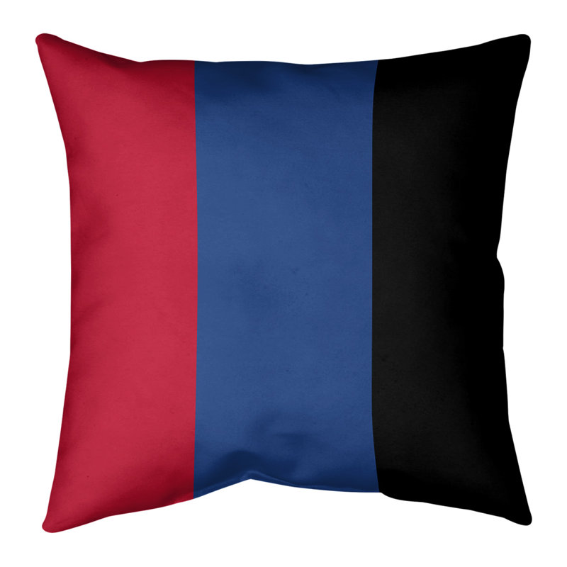 Coussin Los Angeles Los Angeles, 14 po x 14 po, Rouge / bleu / noir, Polyester/ Bourre en polyester