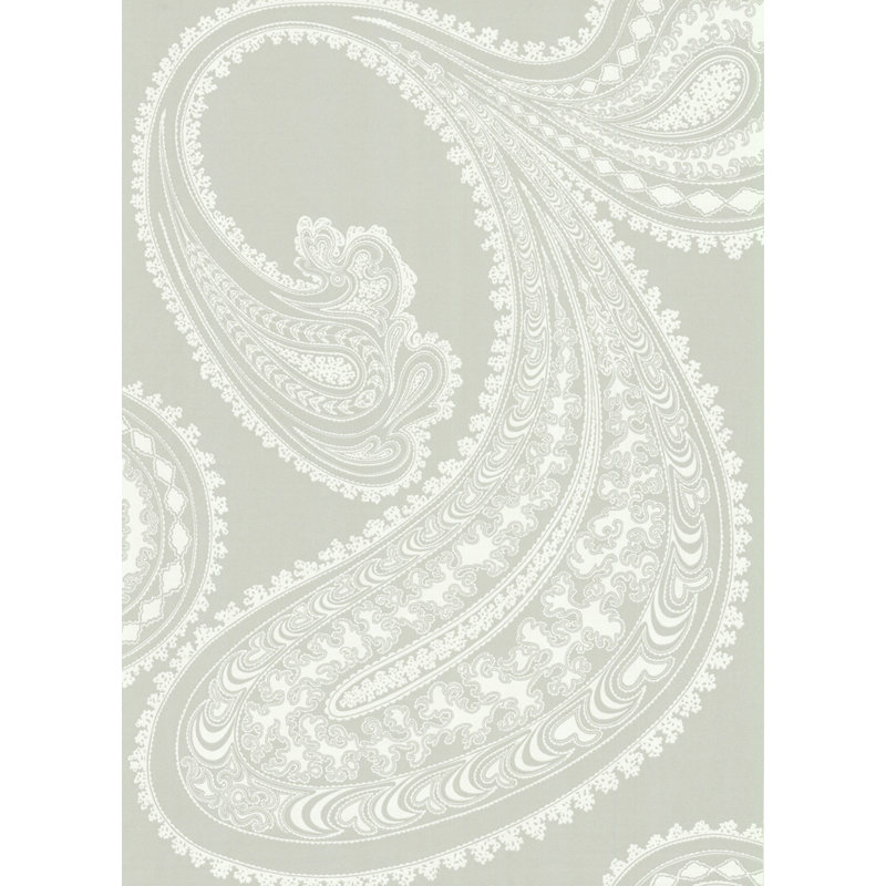 Rajapur Paisley Wallpaper Roll, White/Gray