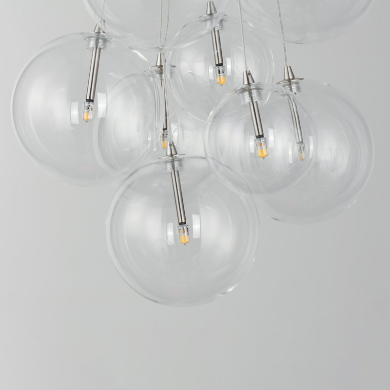 Luminaire suspendu 9 lumières Celica, Nickel satiné