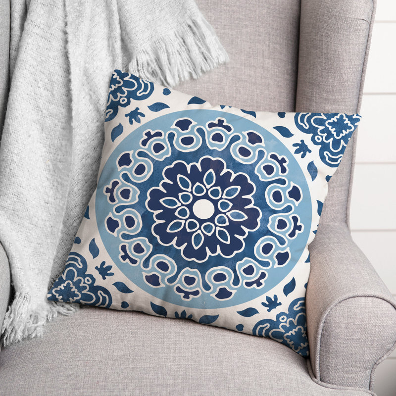 Outdoor Square Pillow Cover & Insert, Blue