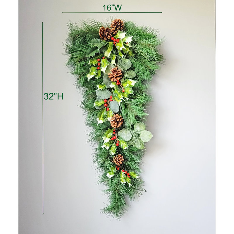 Goutte de Noël 3 pi avec baies et houx