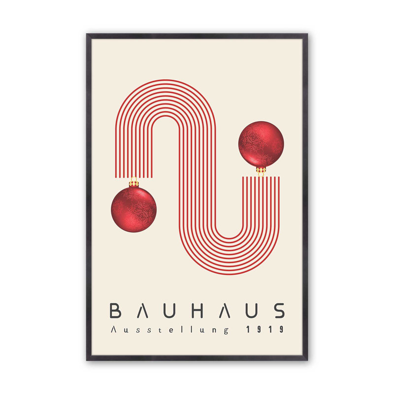 Festive Red Bauhaus 1919, Weathered Zinc Single Picture Framed, 15.25" H x 12.25" W