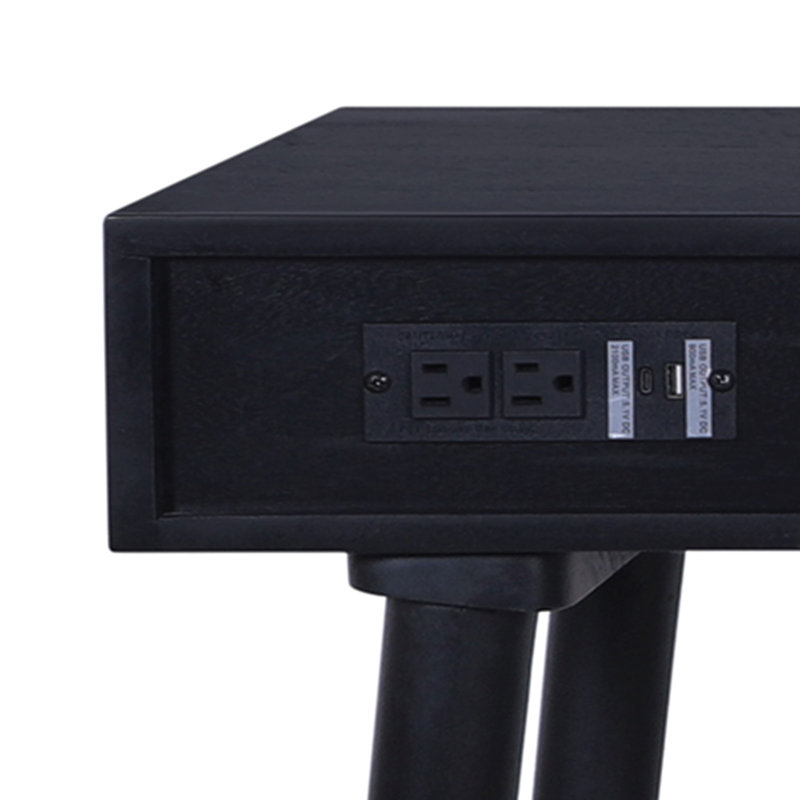 Bureau Sedona Cane 45 po avec prises USB et secteur, semi-assemblé, noir, Noir