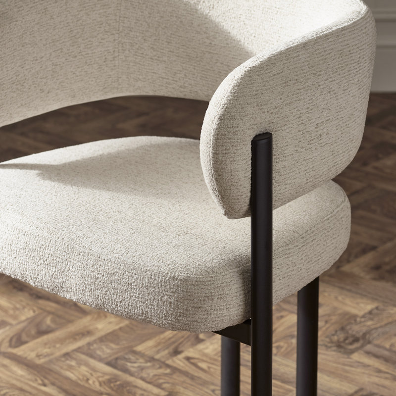 Dequaveon Set Of 2 Cream Chenille Upholstered Dining Chairs