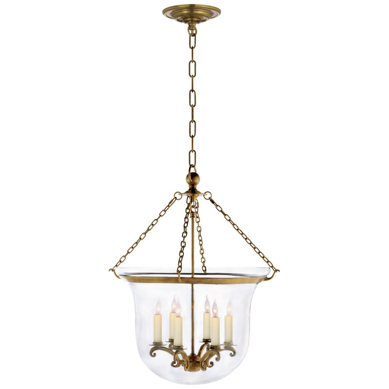 Chapman & Myers Country Bell Jar Lantern, Antique-Burnished Brass, 21" H x 15.5" W x 15.5" D