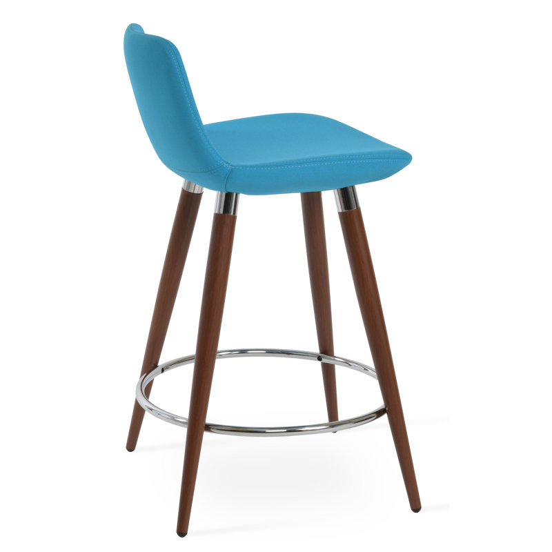Pera Ana Counter & Bar Stool, Short Stool (23.2" Seat Height), Turquoise, Walnut