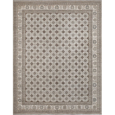 Transitional Hand Knotted Wool Geometric Area Rug