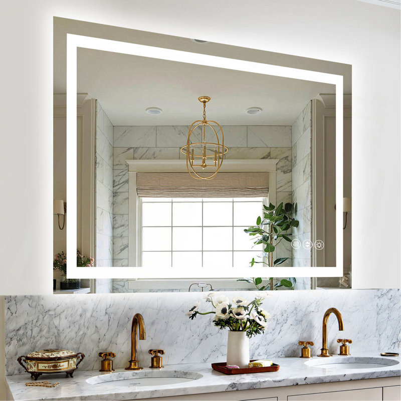 Frameless LED Bathroom Mirror,Smart Mirror, 55" x 36"