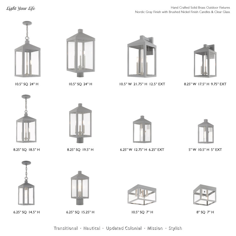 8'' W 2 - Bulb Outdoor Semi Flush Mount, Nordic Gray
