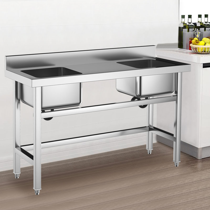 Belfry Kitchen Ezra 500mm W Double Bowl Stainless Steel Kitchen Sink 0