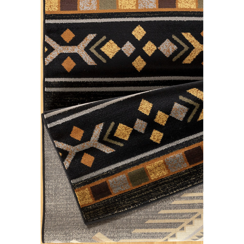 Tapis 100% artisanal Tribe Gcyls4001, noir, 2,58 pi x 7,25 pi, en polypropylène, teinté, pour tapis d'étagère à linge