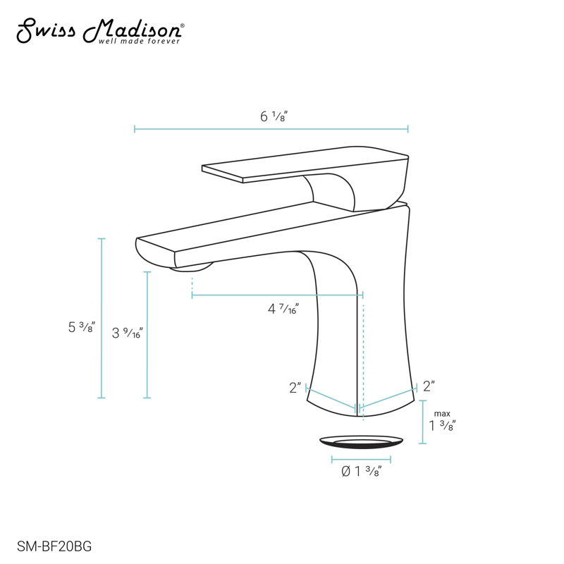 Monaco Single Hole, Single-Handle, Bathroom Faucet, Brushed Gold