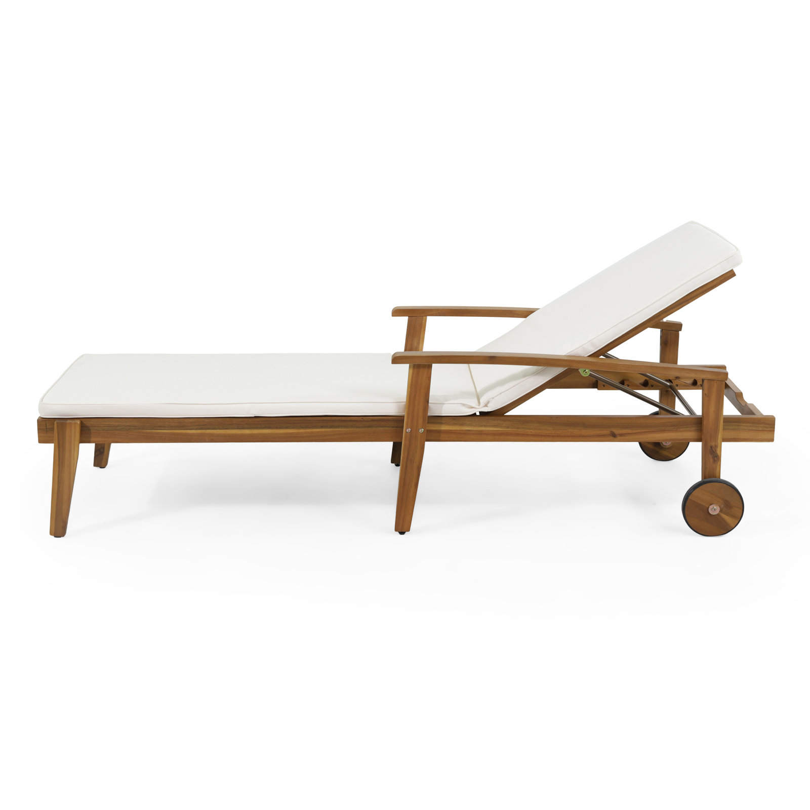 Saeon 28" Acacia Patio Chaise Lounge Set, Cream
