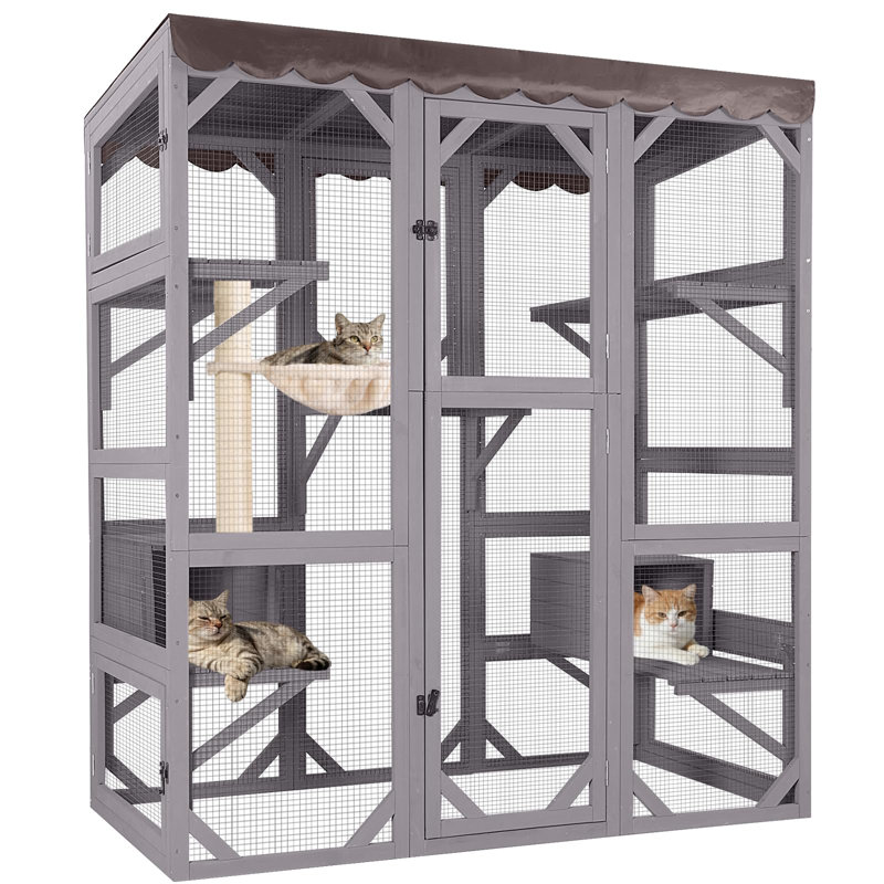Grande cage à chat 70 po pour chat avec plusieurs chats avec toit bâche 70 po Catio