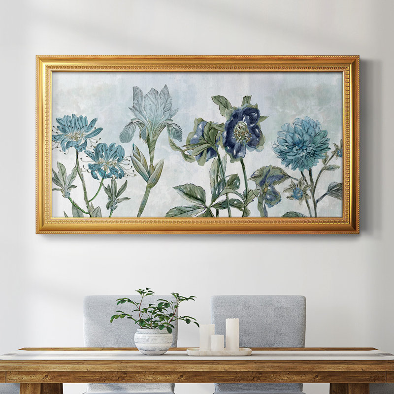 Rétro nuances de bleu - reproduction d'un cadre photo sur toile, H 25 po x l 45 po x P 2,5 po