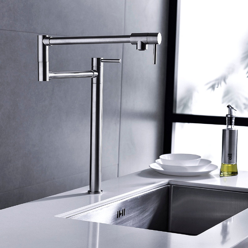 Pot Filler Faucet With Extension Shank, Brushed Nickel