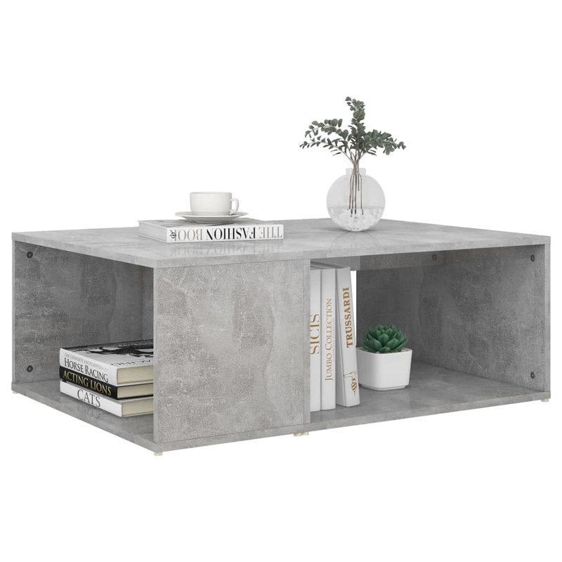 Godewyn Floor Shelf Coffee Table with Storage, Concrete Grey