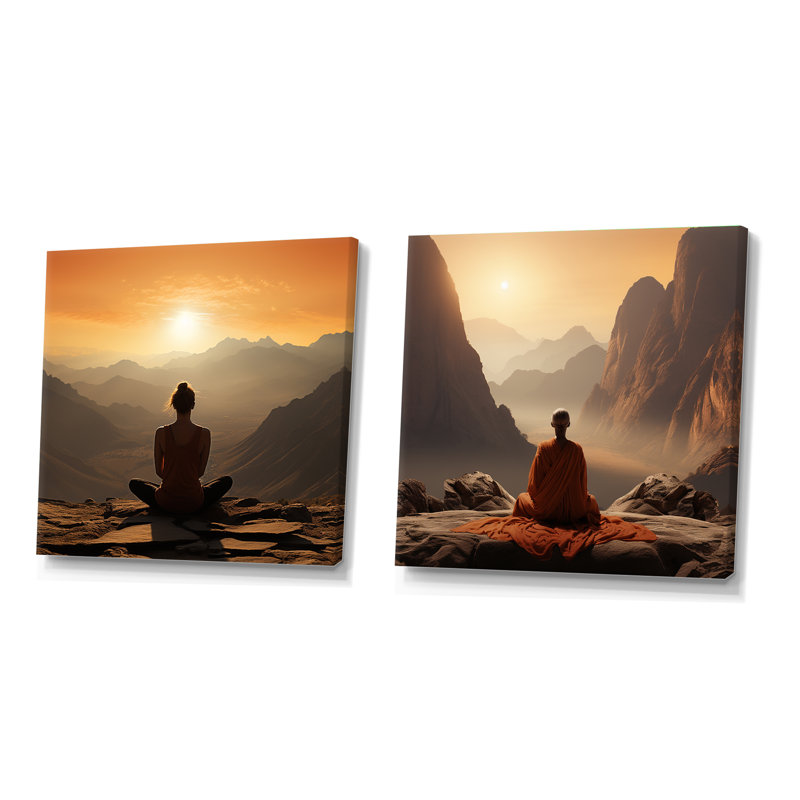 «Yoga Mountain Pose Horizon», 2 pièces, Toile tendue, H 30 po x l 61 po