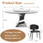 59" Round Sintered Stone Dining Table + 8 PU Leather Chairs Set – Marble-Look Kitchen Table with Stainless Steel Titanium Base, Scratch & Heat Resistant Surface, Modern Dining Set for 6-8 People
