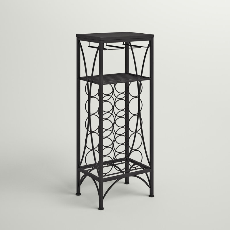 Arveda Home Bar, Wine Rack, Metal, Transitional, Black